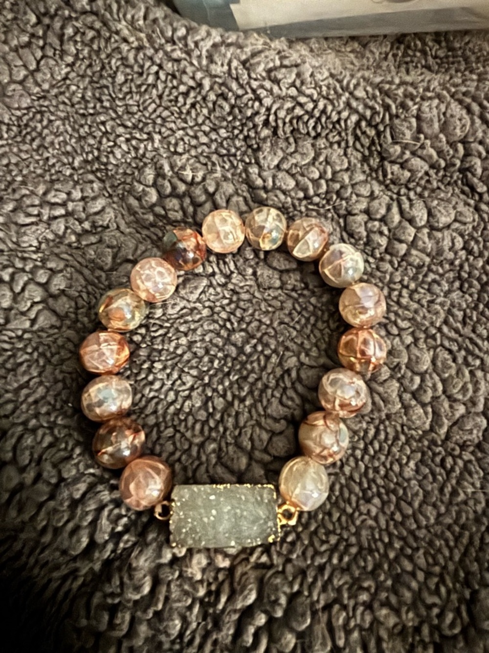 Beaded Druzy Bracelet in Rose Gold and Gray